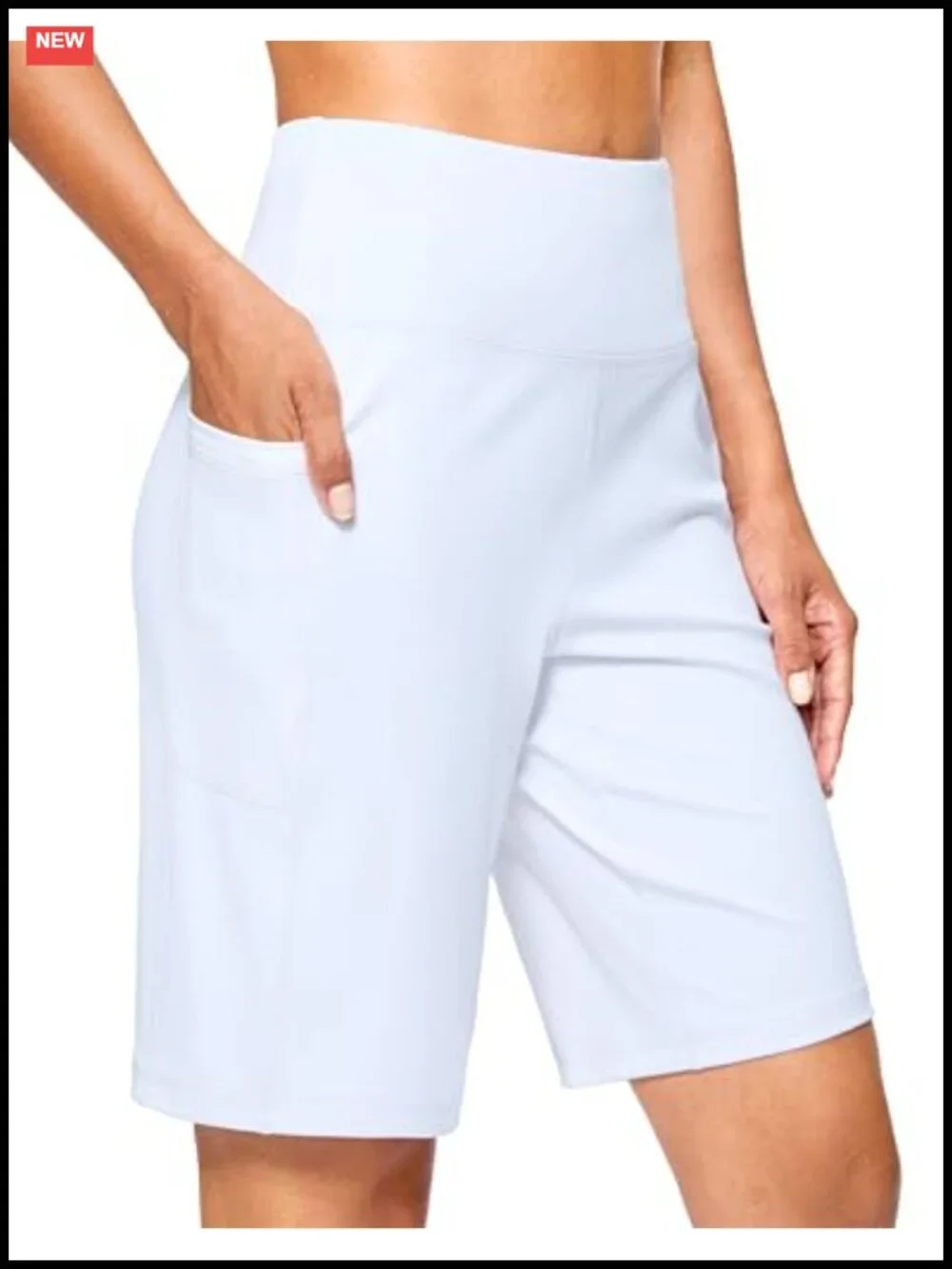 High Waisted Bermuda Shorts with Pockets 7 or 9 Inch Inseam Athletic Walking